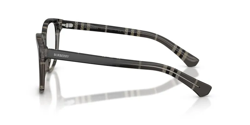 แว่นสายตา Burberry BE2456 4200 มุมข้าง ลาย Gradient Check สีเทาไล่ระดับบนขาแว่นอะซิเตท