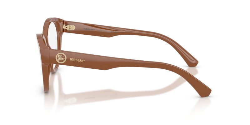 แว่นสายตา Burberry BE2458 4222 มุมข้าง ทรงตาแมวอะซิเตทสีน้ำตาลขัดเงา