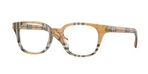 Burberry BE2462D 4163 แว่นสายตาทรงสี่เหลี่ยมอะซิเตทลายหมากรุก Gradient Check สีทราย สำหรับผู้หญิง