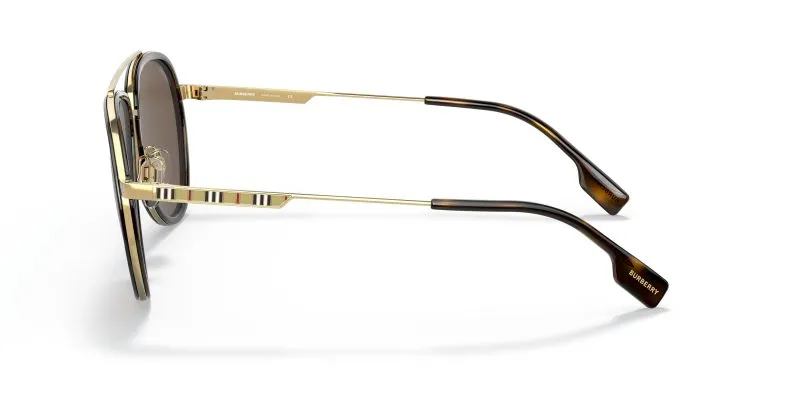แว่นกันแดด Burberry BE3125 101773 มุมข้าง โลหะสีทองประกาย ทรงนักบิน Oliver