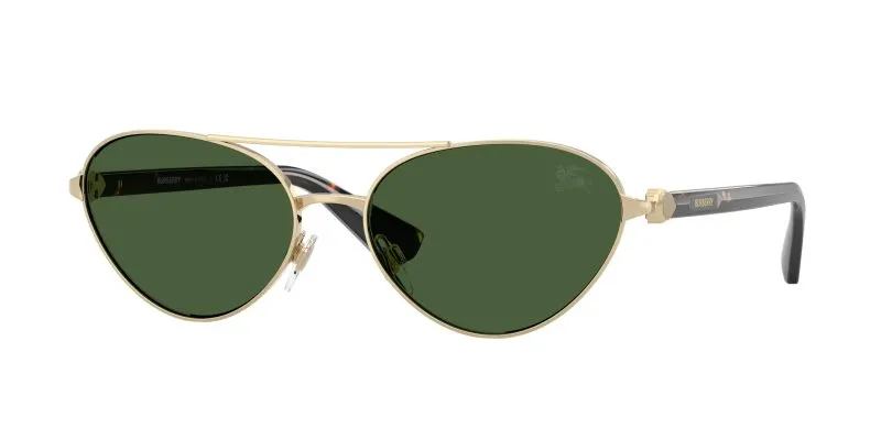 Burberry BE3165 110971 แว่นกันแดดทองอ่อน-เขียวเข้ม Metal Shield ผู้หญิง Burberry BE3165 110971 แว่นกันแดดทองอ่อน-เขียวเข้ม Metal Shield ผู้หญิง