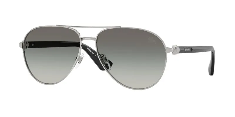 Burberry BE3167 100511 แว่นกันแดดทรงนักบินโลหะเงินเลนส์ไล่ระดับสีเทา ผู้ชาย