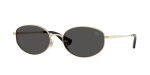 Burberry BE3169 110987 แว่นกันแดดทองอ่อน-เทาเข้ม Metal Check ทรงวงรี ผู้หญิง