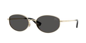 Burberry BE3169 110987 แว่นกันแดดทองอ่อน-เทาเข้ม Metal Check ทรงวงรี ผู้หญิง