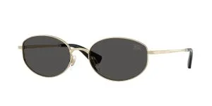 Burberry BE3169 110987 แว่นกันแดดทองอ่อน-เทาเข้ม Metal Check ทรงวงรี ผู้หญิง