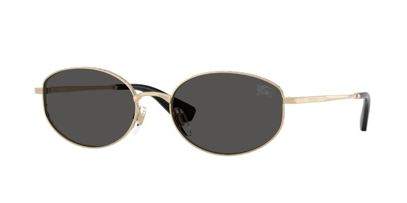 Burberry BE3169 110987 แว่นกันแดดทองอ่อน-เทาเข้ม Metal Check ทรงวงรี ผู้หญิง