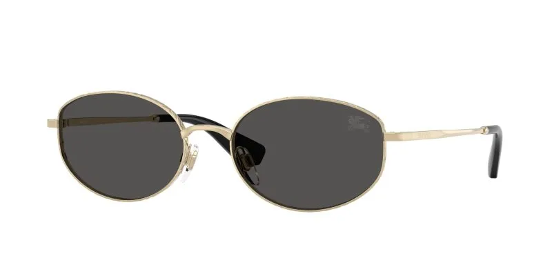Burberry BE3169 110987 แว่นกันแดดทองอ่อน-เทาเข้ม Metal Check ทรงวงรี ผู้หญิง Burberry BE3169 110987 แว่นกันแดดทองอ่อน-เทาเข้ม Metal Check ทรงวงรี ผู้หญิง