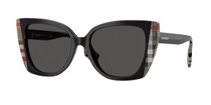 Burberry BE4393 405587 แว่นกันแดดทรงตาแมวสีดำลาย Vintage Check ผู้หญิง