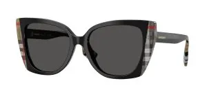 Burberry BE4393 405587 แว่นกันแดดทรงตาแมวสีดำลาย Vintage Check ผู้หญิง