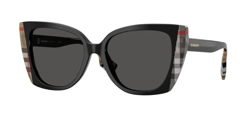 Burberry BE4393 405587 แว่นกันแดดทรงตาแมวสีดำลาย Vintage Check ผู้หญิง Burberry BE4393 405587 แว่นกันแดดทรงตาแมวสีดำลาย Vintage Check ผู้หญิง