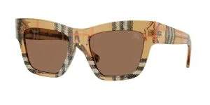Burberry BE4449F 414673 แว่นกันแดดสีทรายลายหมากรุก สำหรับผู้หญิง
