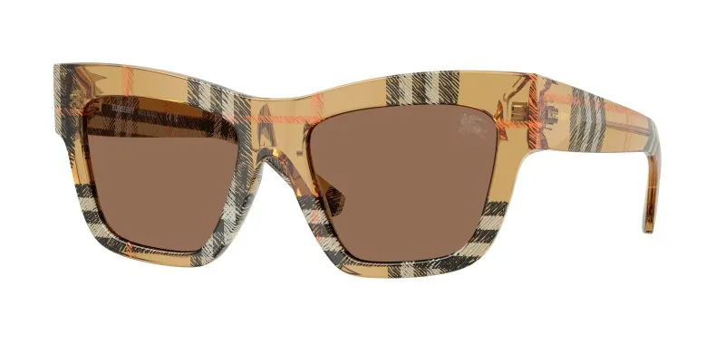 Burberry BE4449F 414673 แว่นกันแดดสีทรายลายหมากรุก สำหรับผู้หญิง Burberry BE4449F 414673 แว่นกันแดดสีทรายลายหมากรุก สำหรับผู้หญิง
