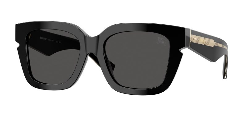 Burberry BE4453F 300187 แว่นกันแดดอะซิเตทดำขัดเงา เลนส์เทาเข้ม ผู้หญิง
