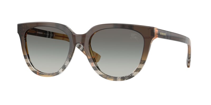 Burberry BE4469F 420211 แว่นกันแดดกรอบสีทรายลายหมากรุก Check Gradient เลนส์ไล่ระดับสีเทา ผู้หญิง