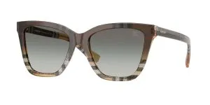 Burberry BE4470F 420211 แว่นกันแดดทรงสี่เหลี่ยมสีทรายลายหมากรุก Check Gradient เลนส์ไล่ระดับสีเทา ผู้หญิง