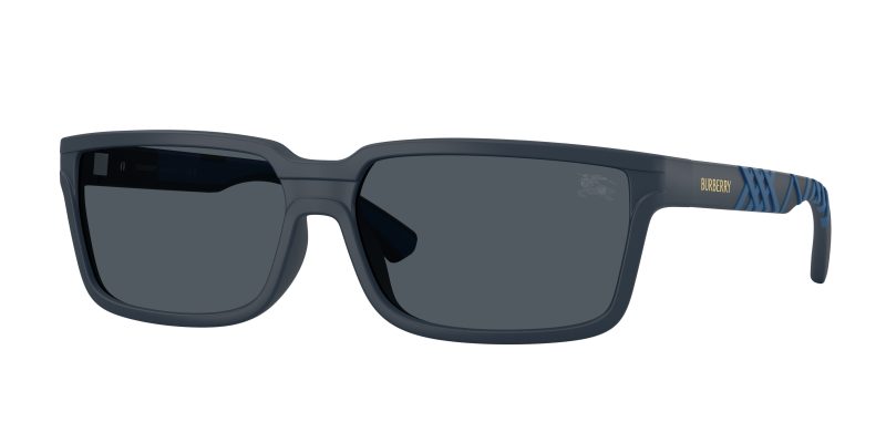 Burberry BE4495D 424087 แว่นกันแดดกรอบน้ำเงินด้านลาย Textured Check เลนส์เทาเข้ม ผู้ชาย