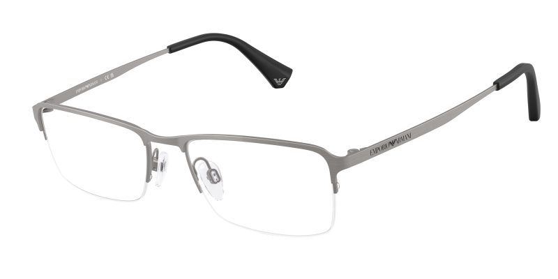 Emporio Armani EA1044TD 3032 แว่นสายตาไทเทเนียม Brushed Gunmetal Rectangle Asian Fit สำหรับผู้ชาย