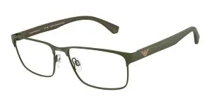 Emporio Armani EA1105 3388 แว่นสายตาโลหะเขียวด้าน Rectangle Slim สำหรับผู้ชาย