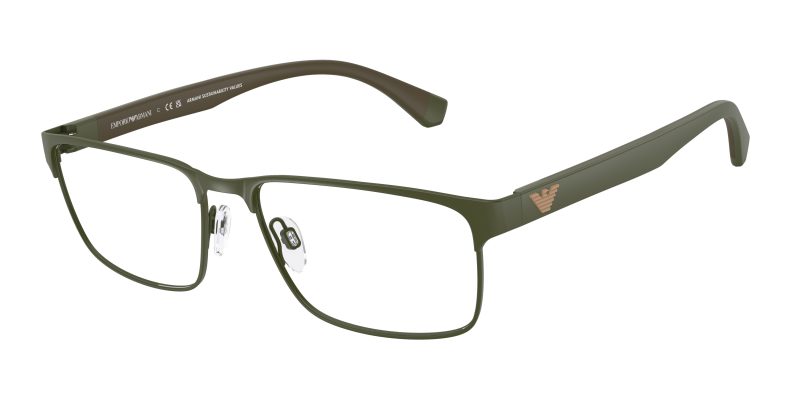 Emporio Armani EA1105 3388 แว่นสายตาโลหะเขียวด้าน Rectangle Slim สำหรับผู้ชาย