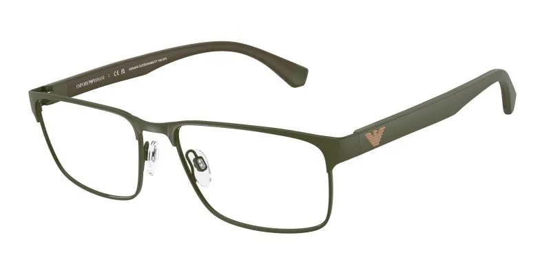 Emporio Armani EA1105 3388 แว่นสายตาโลหะเขียวด้าน Rectangle Slim สำหรับผู้ชาย