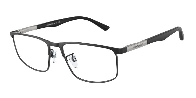 Emporio Armani EA1131 3001 แว่นสายตาโลหะดำด้าน Pillow ขาอลูมิเนียม สำหรับผู้ชาย