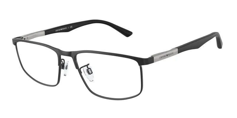 Emporio Armani EA1131 3001 แว่นสายตาโลหะดำด้าน Pillow ขาอลูมิเนียม สำหรับผู้ชาย