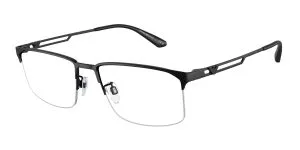 Emporio Armani EA1143 3001 แว่นสายตาโลหะดำด้าน Pillow Slim สำหรับผู้ชาย