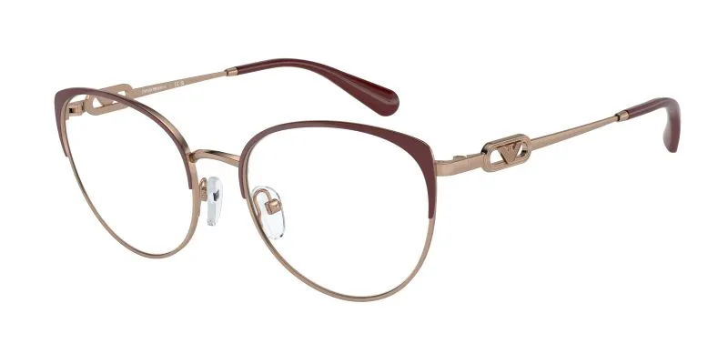 Emporio Armani EA1150 3268 แว่นสายตาโลหะ Rose Gold Bordeaux Cat-Eye สำหรับผู้หญิง Emporio Armani EA1150 3268 แว่นสายตาโลหะ Rose Gold Bordeaux Cat-Eye สำหรับผู้หญิง