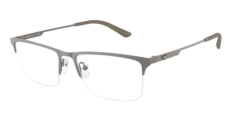 Emporio Armani EA1177 3425 แว่นสายตาโลหะ Matte Grey Rectangle สำหรับผู้ชาย