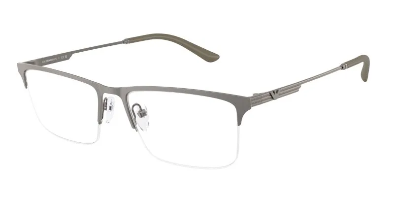 Emporio Armani EA1177 3425 แว่นสายตาโลหะ Matte Grey Rectangle สำหรับผู้ชาย Emporio Armani EA1177 3425 แว่นสายตาโลหะ Matte Grey Rectangle สำหรับผู้ชาย