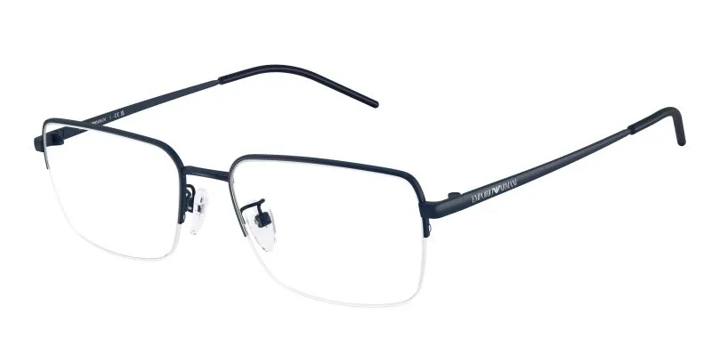 Emporio Armani EA1180D 3018 แว่นสายตาโลหะน้ำเงินด้าน Pillow Asian Fit สำหรับผู้ชาย