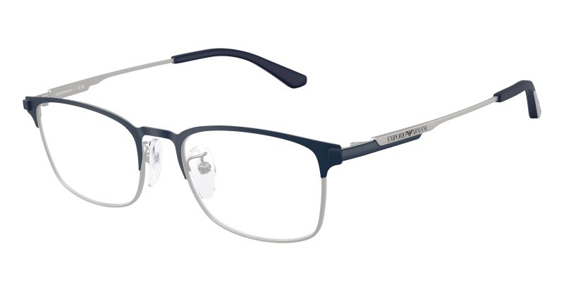 Emporio Armani EA1181D 3018 แว่นสายตาโลหะ Matte Blue Silver Pillow Asian Fit สำหรับผู้ชาย