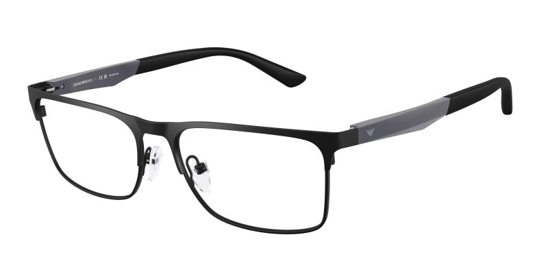 Emporio Armani EA1183 3432 แว่นสายตาโลหะดำด้าน Rectangle สำหรับผู้ชาย