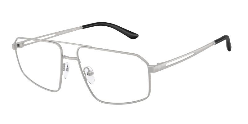 Emporio Armani EA1184 3045 แว่นสายตาโลหะ Matte Silver Aviator สำหรับผู้ชาย
