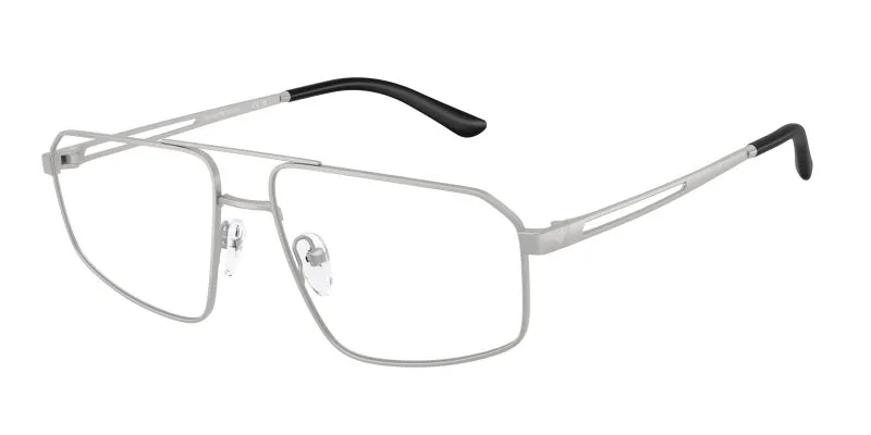 Emporio Armani EA1184 3045 แว่นสายตาโลหะ Matte Silver Aviator สำหรับผู้ชาย