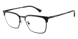Emporio Armani EA1186D 3001 แว่นสายตาโลหะดำด้าน Square XL Asian Fit สำหรับผู้ชาย