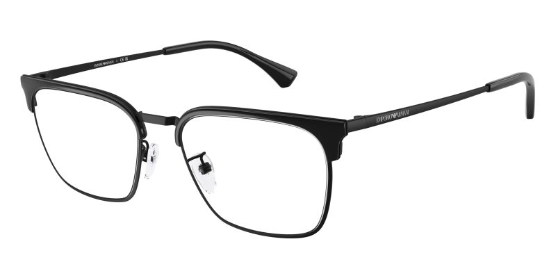 Emporio Armani EA1186D 3001 แว่นสายตาโลหะดำด้าน Square XL Asian Fit สำหรับผู้ชาย