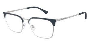 Emporio Armani EA1186D 3015 แว่นสายตาโลหะเงินด้าน Square XL Asian Fit สำหรับผู้ชาย