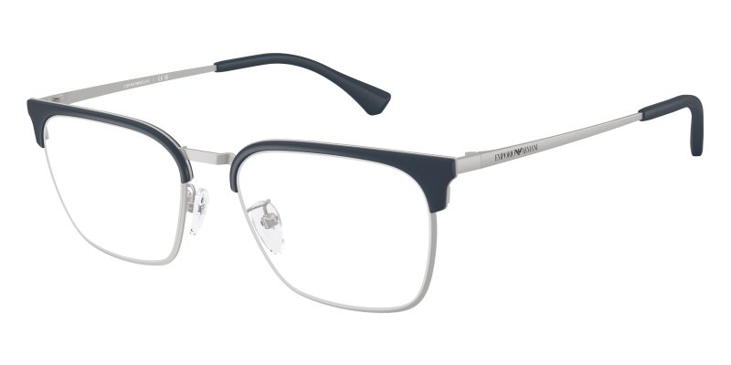 Emporio Armani EA1186D 3015 แว่นสายตาโลหะเงินด้าน Square XL Asian Fit สำหรับผู้ชาย