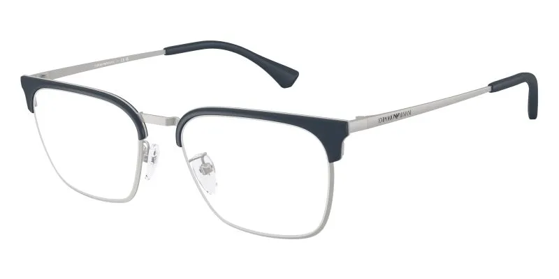 Emporio Armani EA1186D 3015 แว่นสายตาโลหะเงินด้าน Square XL Asian Fit สำหรับผู้ชาย