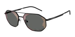 Emporio Armani EA2147 30017G แว่นกันแดดโลหะดำด้าน Geometric Red Mirror สำหรับผู้ชาย