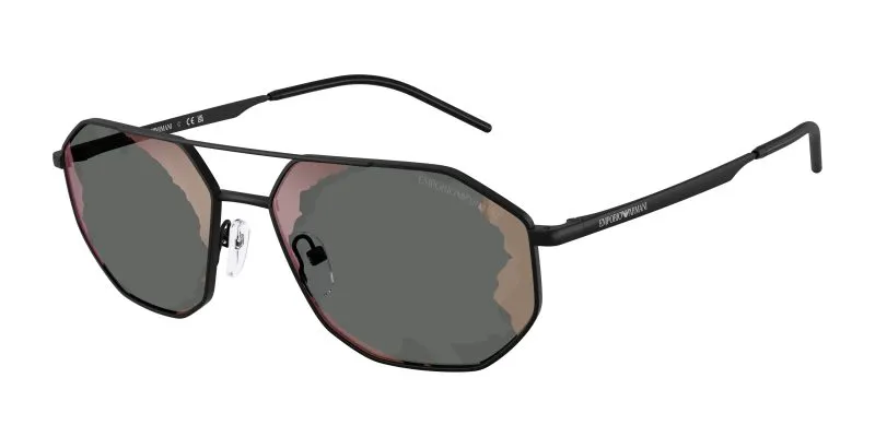 Emporio Armani EA2147 30017G แว่นกันแดดโลหะดำด้าน Geometric Red Mirror สำหรับผู้ชาย