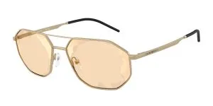 Emporio Armani EA2147 30027L แว่นกันแดดโลหะ Pale Gold Geometric Brown Mirror สำหรับผู้ชาย