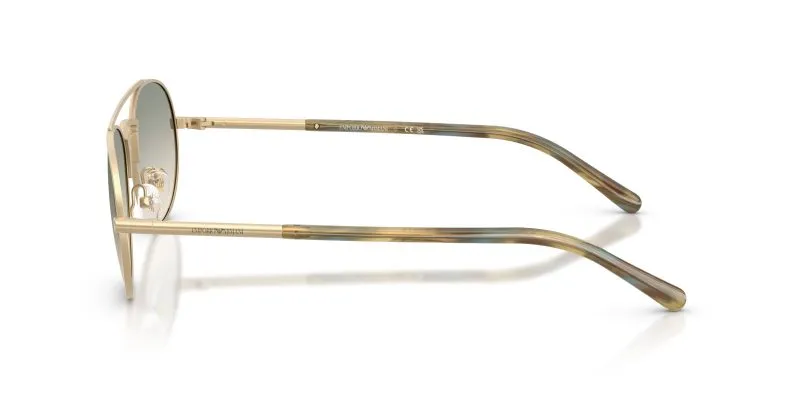 แว่นกันแดด Emporio Armani EA2171 30022C มุมข้าง Aviator Pale Gold Brown Mirror