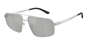 Emporio Armani EA2173 30458V แว่นกันแดดโลหะเงินด้าน Aviator XL มิเรอร์เงิน สำหรับผู้ชาย