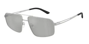 Emporio Armani EA2173 30458V แว่นกันแดดโลหะเงินด้าน Aviator XL มิเรอร์เงิน สำหรับผู้ชาย