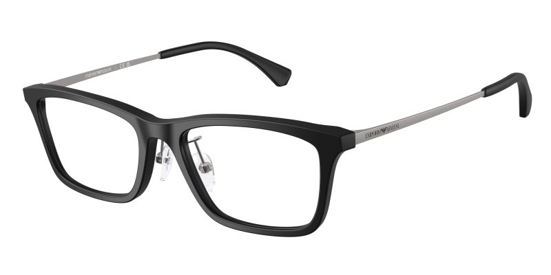 Emporio Armani EA3252D 5001 แว่นสายตาอะซิเตทดำด้าน Rectangle XL Asian Fit สำหรับผู้ชาย