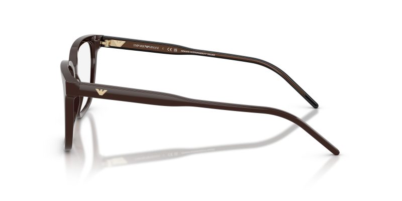 แว่นสายตา Emporio Armani EA3258F 6255 มุมข้าง Square Brown ขาทูโทน Translucent
