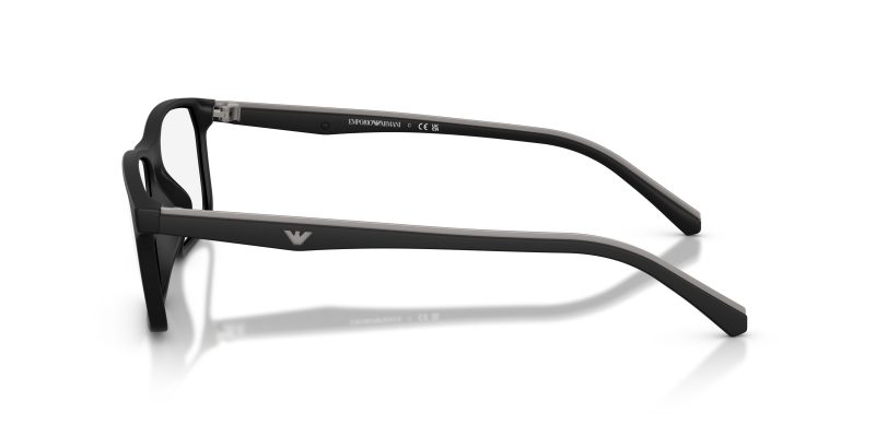 แว่นสายตา Emporio Armani EA3266U 5001 มุมข้าง ขากันเมทัลด้านตัดดำ Pillow Shape