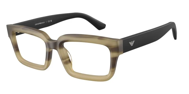 Emporio Armani EA3277U 6369 แว่นสายตาอะซิเตท Striped Havana Green Rectangle Unisex Emporio Armani EA3277U 6369 แว่นสายตาอะซิเตท Striped Havana Green Rectangle Unisex
